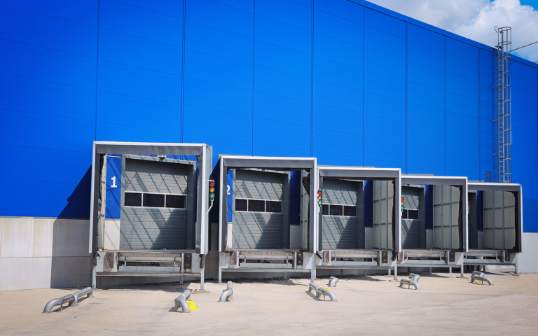Blue Warehouse With Doors