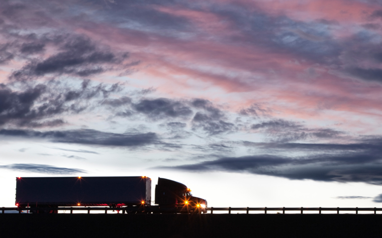 Cross-border cargo truck on the highway