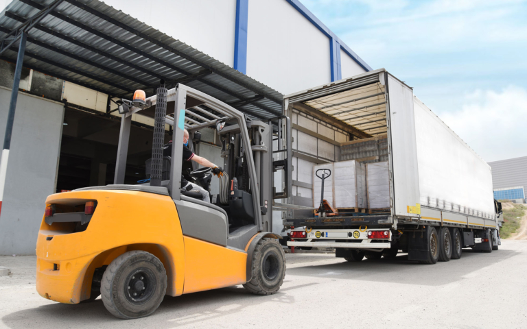 Less-than-truckload freight being loaded