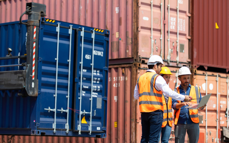 Trade compliance checks at a shipping port