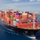Ship with freight containers