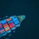 Aerial view from drone, Container ship or cargo shipping business