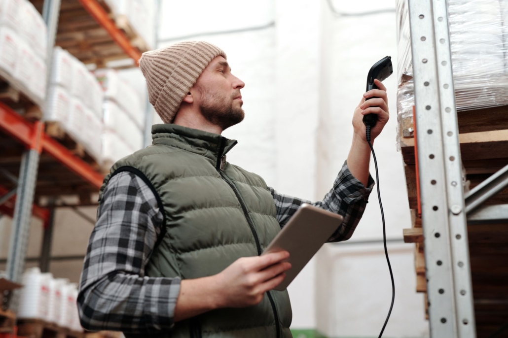 Warehouse staff scanning inventory