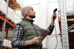 Warehouse staff scanning inventory